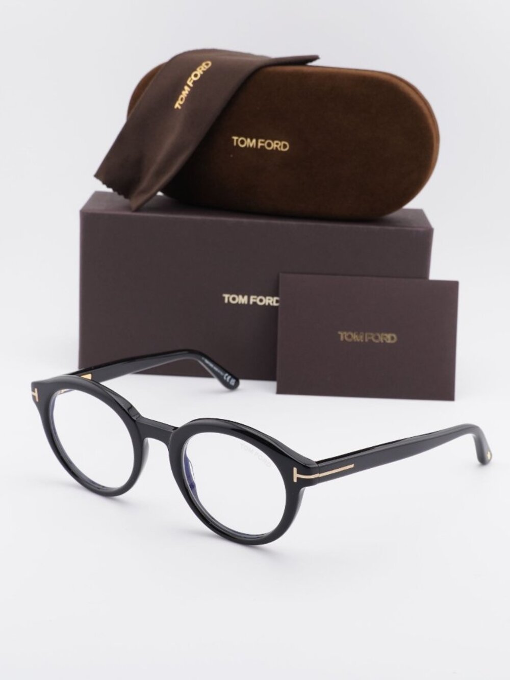 Tom Ford FT6061-B 001 Round Eyeglasses 50mm - Black / Blue Light Block